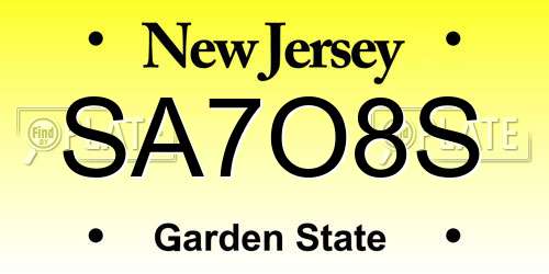 SA7O8S New Jersey License Plate