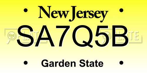 SA7Q5B New Jersey License Plate