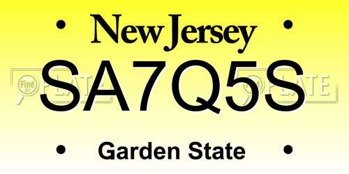 SA7Q5S New Jersey License Plate