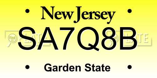 SA7Q8B New Jersey License Plate