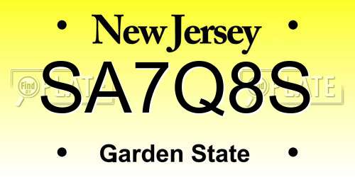 SA7Q8S New Jersey License Plate