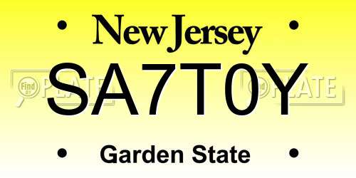 SA7T0Y New Jersey License Plate