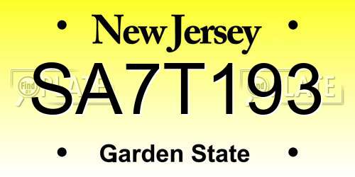 SA7T193 New Jersey License Plate