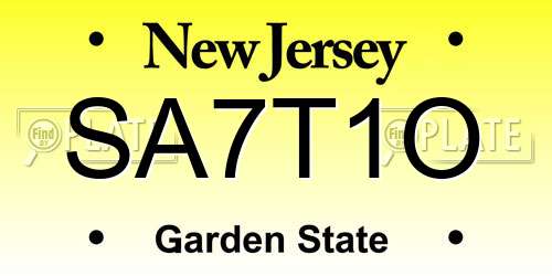 SA7T1O New Jersey License Plate
