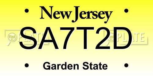 SA7T2D New Jersey License Plate