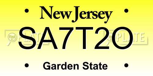 SA7T2O New Jersey License Plate
