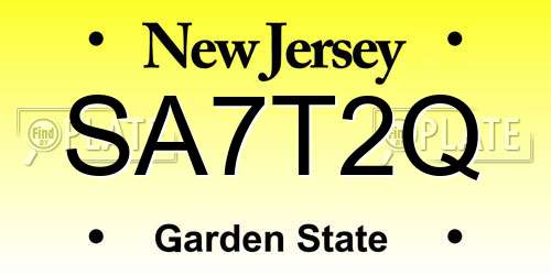 SA7T2Q New Jersey License Plate