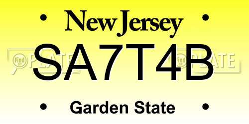 SA7T4B New Jersey License Plate