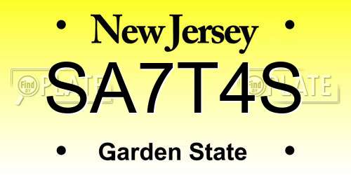 SA7T4S New Jersey License Plate
