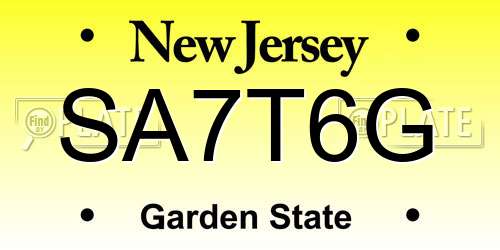 SA7T6G New Jersey License Plate