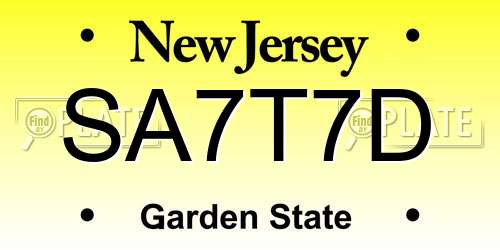 SA7T7D New Jersey License Plate