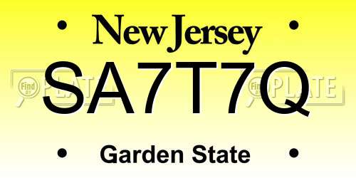 SA7T7Q New Jersey License Plate