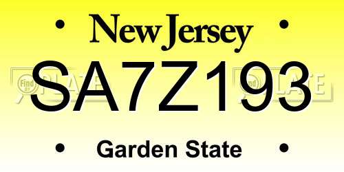 SA7Z193 New Jersey License Plate