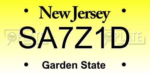 SA7Z1D New Jersey License Plate