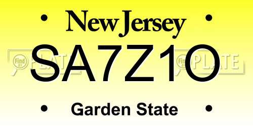 SA7Z1O New Jersey License Plate