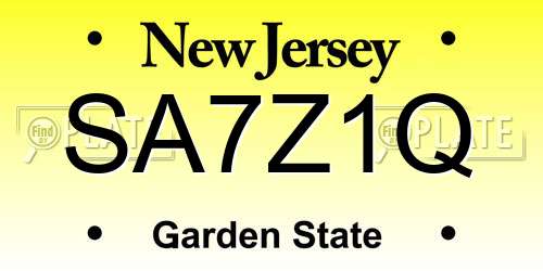 SA7Z1Q New Jersey License Plate