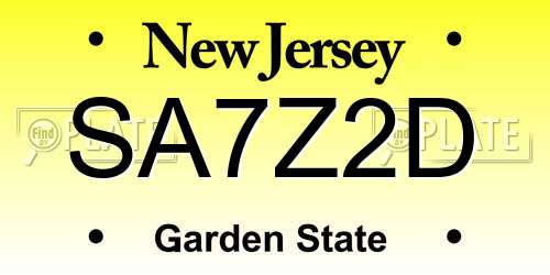 SA7Z2D New Jersey License Plate