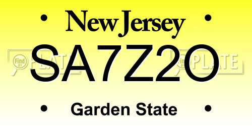 SA7Z2O New Jersey License Plate