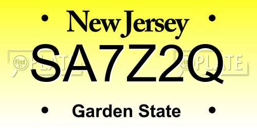 SA7Z2Q New Jersey License Plate