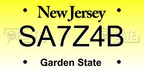 SA7Z4B New Jersey License Plate