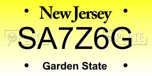 SA7Z6G New Jersey License Plate