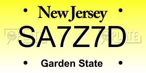 SA7Z7D New Jersey License Plate