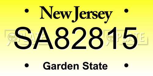 SA82815 New Jersey License Plate