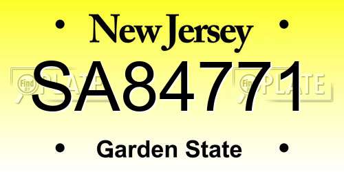 SA84771 New Jersey License Plate