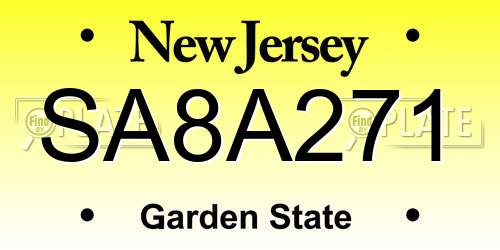 SA8A271 New Jersey License Plate