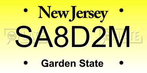 SA8D2M New Jersey License Plate