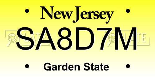 SA8D7M New Jersey License Plate