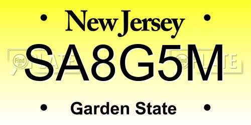 SA8G5M New Jersey License Plate