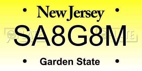 SA8G8M New Jersey License Plate