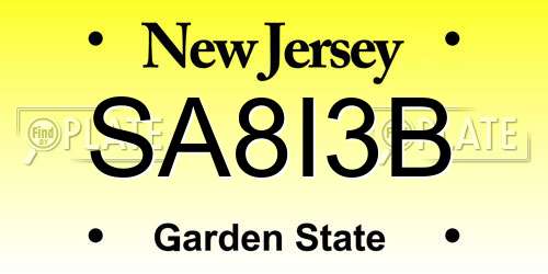 SA8I3B New Jersey License Plate
