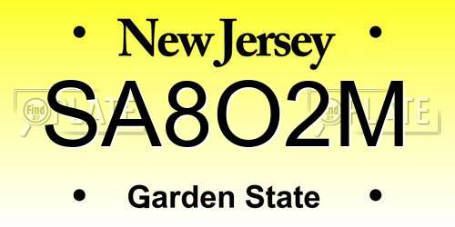 SA8O2M New Jersey License Plate