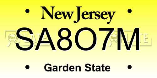 SA8O7M New Jersey License Plate