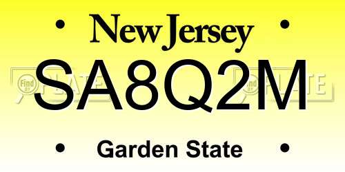 SA8Q2M New Jersey License Plate