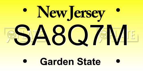 SA8Q7M New Jersey License Plate