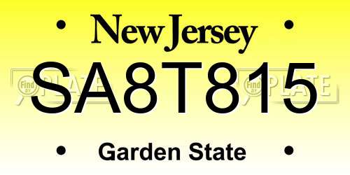 SA8T815 New Jersey License Plate