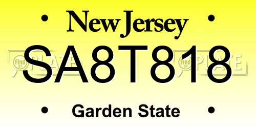 SA8T818 New Jersey License Plate