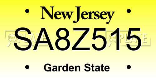 SA8Z515 New Jersey License Plate