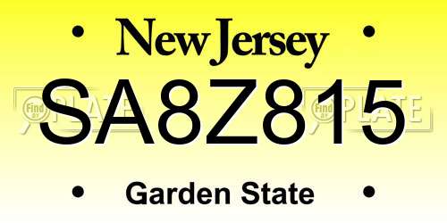 SA8Z815 New Jersey License Plate