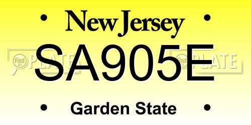 SA905E New Jersey License Plate