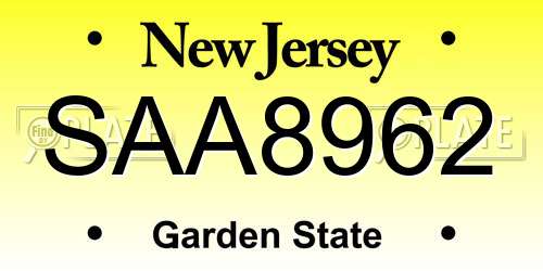 SAA8962 New Jersey License Plate