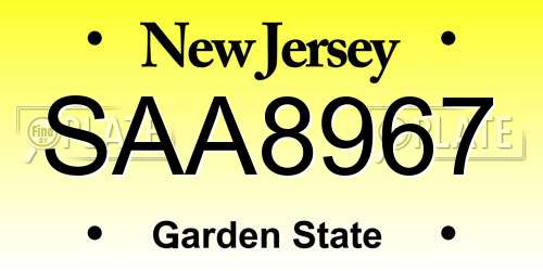 SAA8967 New Jersey License Plate