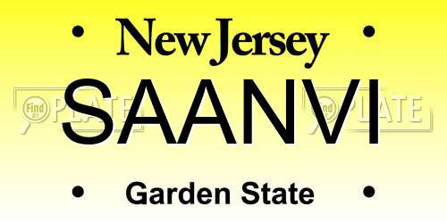 SAANVI New Jersey License Plate