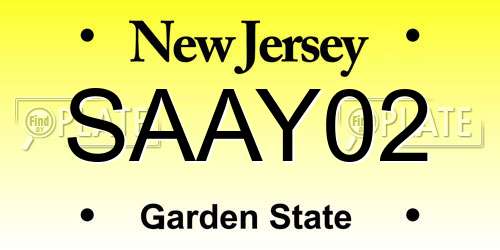 SAAY02 New Jersey License Plate