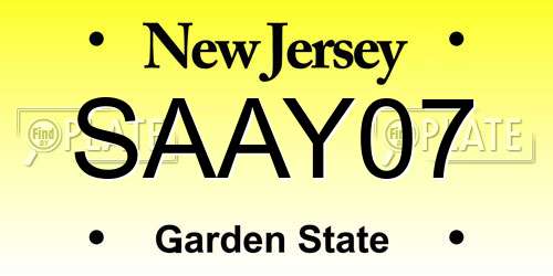 SAAY07 New Jersey License Plate