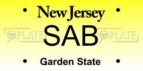 SAB New Jersey License Plate