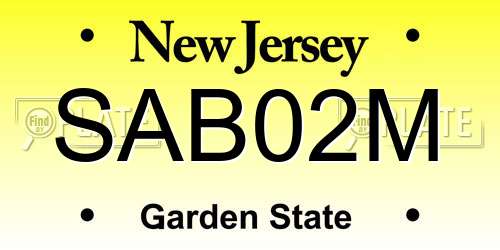 SAB02M New Jersey License Plate